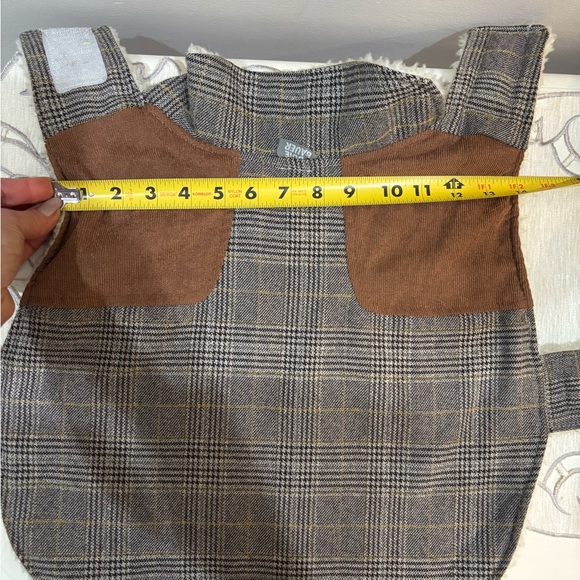 Eddie Bauer Brown and Gray Plaid Dog Coat with Shearling Collar size Medium - Picture 6 of 7
